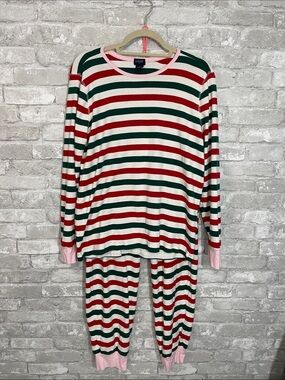 J.Crew Red, Green, White Striped Jogger Pajama Set